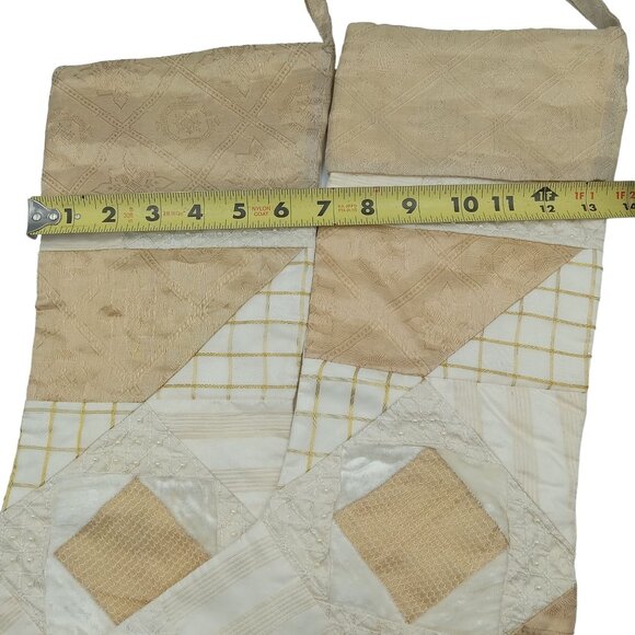 Christmas Stockings With Pearls, in Ivory, Cream, Golden, Beige Patchwork - Picture 4 of 7